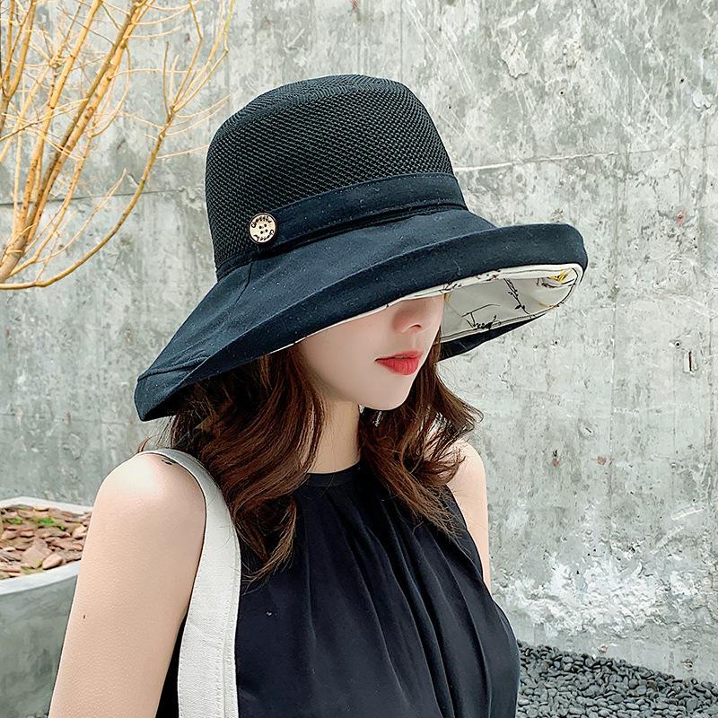 Women's Packable Mesh Sun Hat Summer Beach UV Protection UPF Wide Brim with Chin Strap