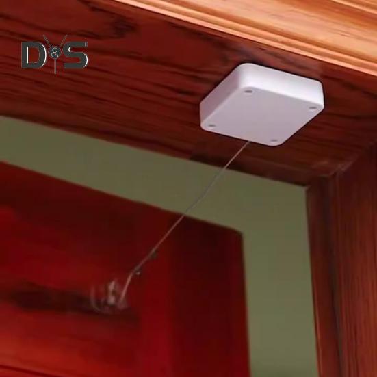 Chiudiporta automatico con filo d'acciaio da 1,2 m, regolabile, senza fori, montaggio a parete, per camera da letto, bagno, tenda da doccia, dispositivo di apertura e chiusura della porta scorrevole