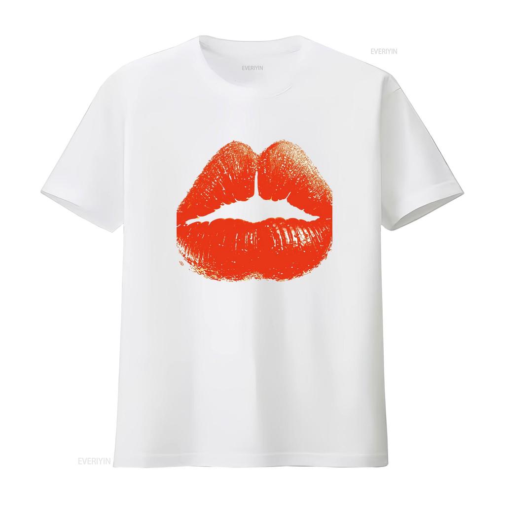 Red Kiss Lips T Shirt vintage Washed Breathable fashion streetwear Stylish Comfortable graphic Soft Unisex homme