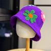Dopamine Colored Flower Knitted Fisherman Hat Girls Autumn and Winter Sweet and Cute Versatile Face Small Thermal Basin Hat