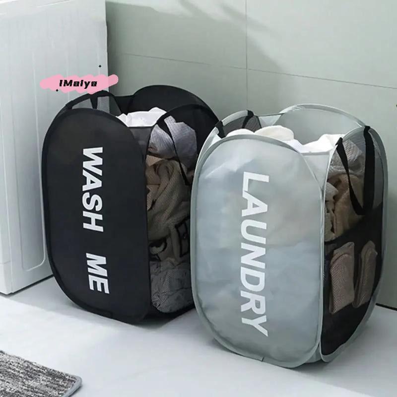M-Portable Mesh Pop-Up Laundry Hamper with Wide Opening Breathable Collapsible Space-Saving Design for Home Organization
