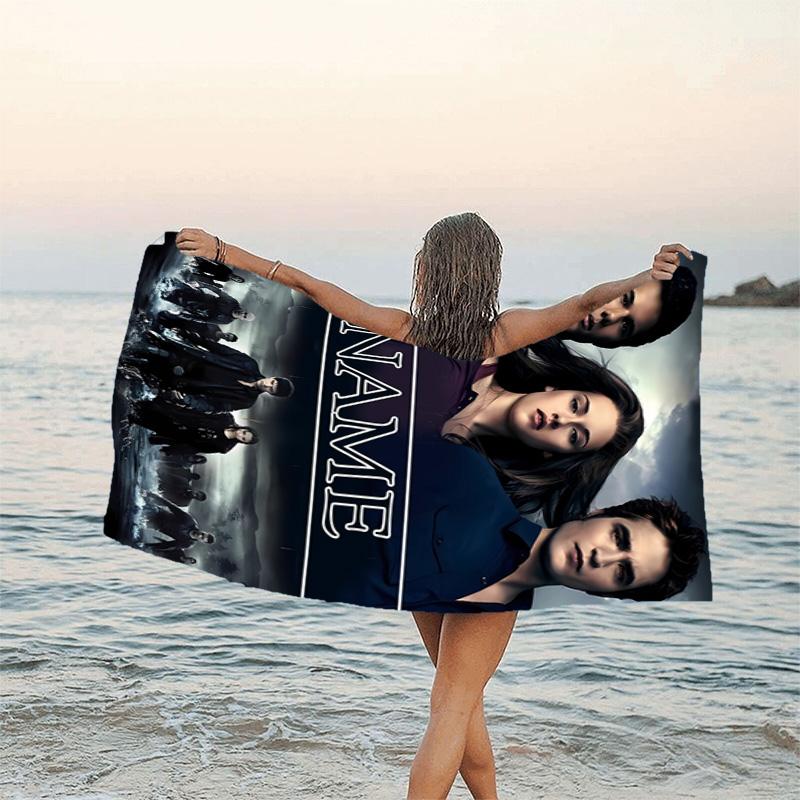 1pc Twilight Beach Towel with Custom Name, Beach/Swimming/Bath/Picnic/Camping Towel, Suitable for Seaside Beaches