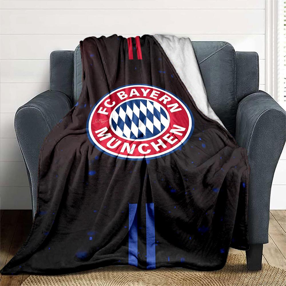 FC Bayern München Logo Decke Strapazierfähiger Komfort Perfekt für Bett Wohnzimmer Sofa Vier Jahreszeiten Universell Modern Bestes Weihnachtsgeschenk für Freunde Familie