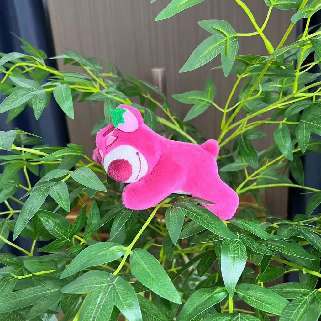 Adorable Pink Strawberry Bear Plush Toy Pendant  Keychains Bags Accessories Girls