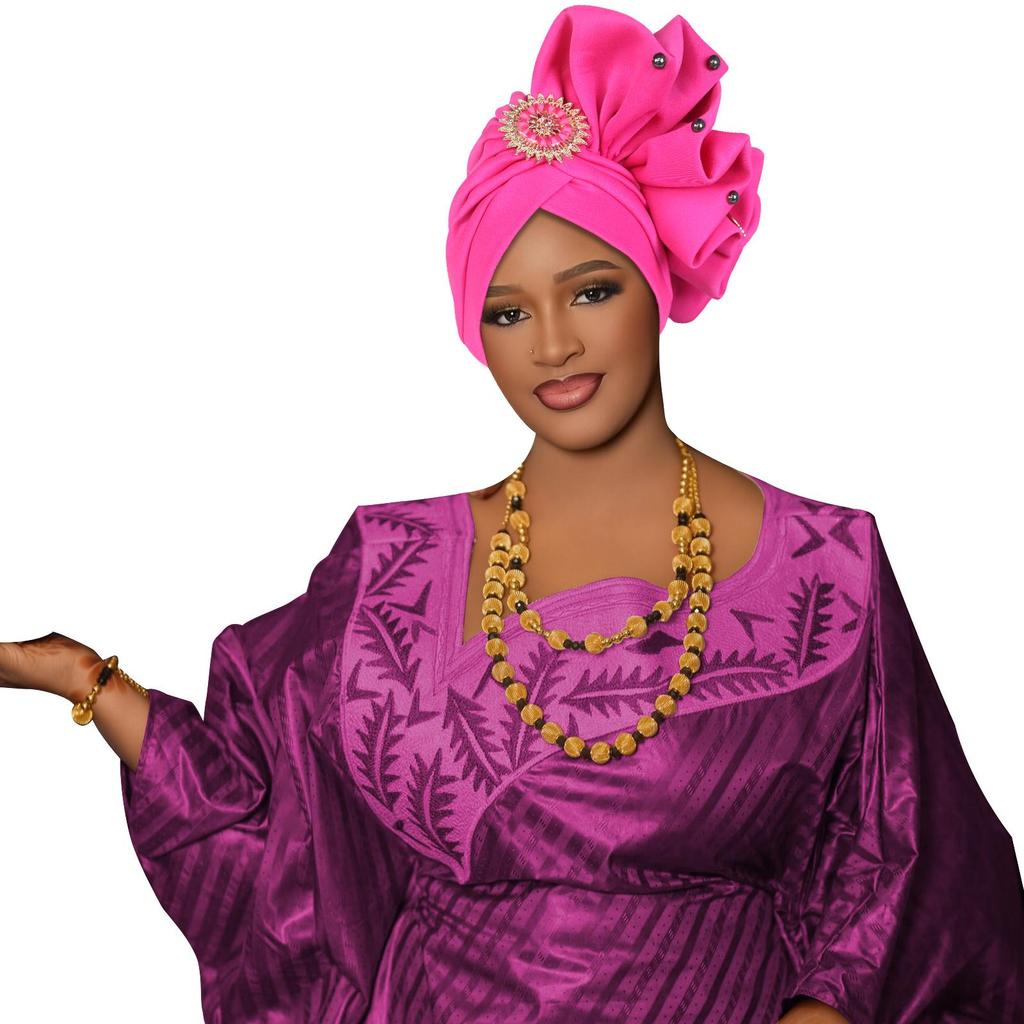 African-Style Rhinestone Applique Hijab Pullover Hat