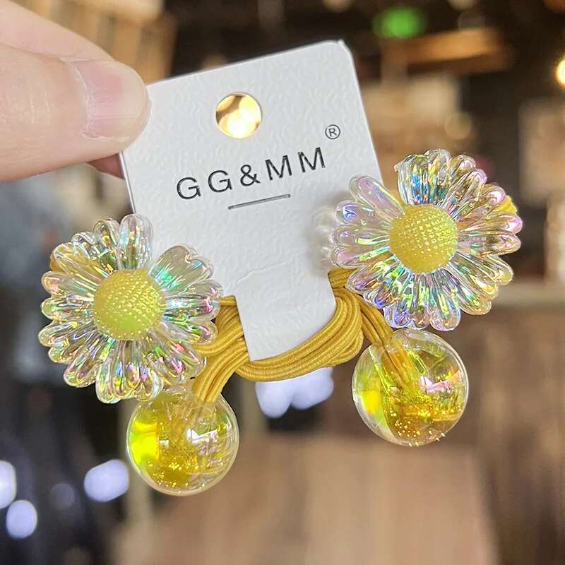 2 Pieces Little Daisy Cute Princess Headwear Elastic Hair Bands for Kids Girls Hair Accessories Children Hair Ropes