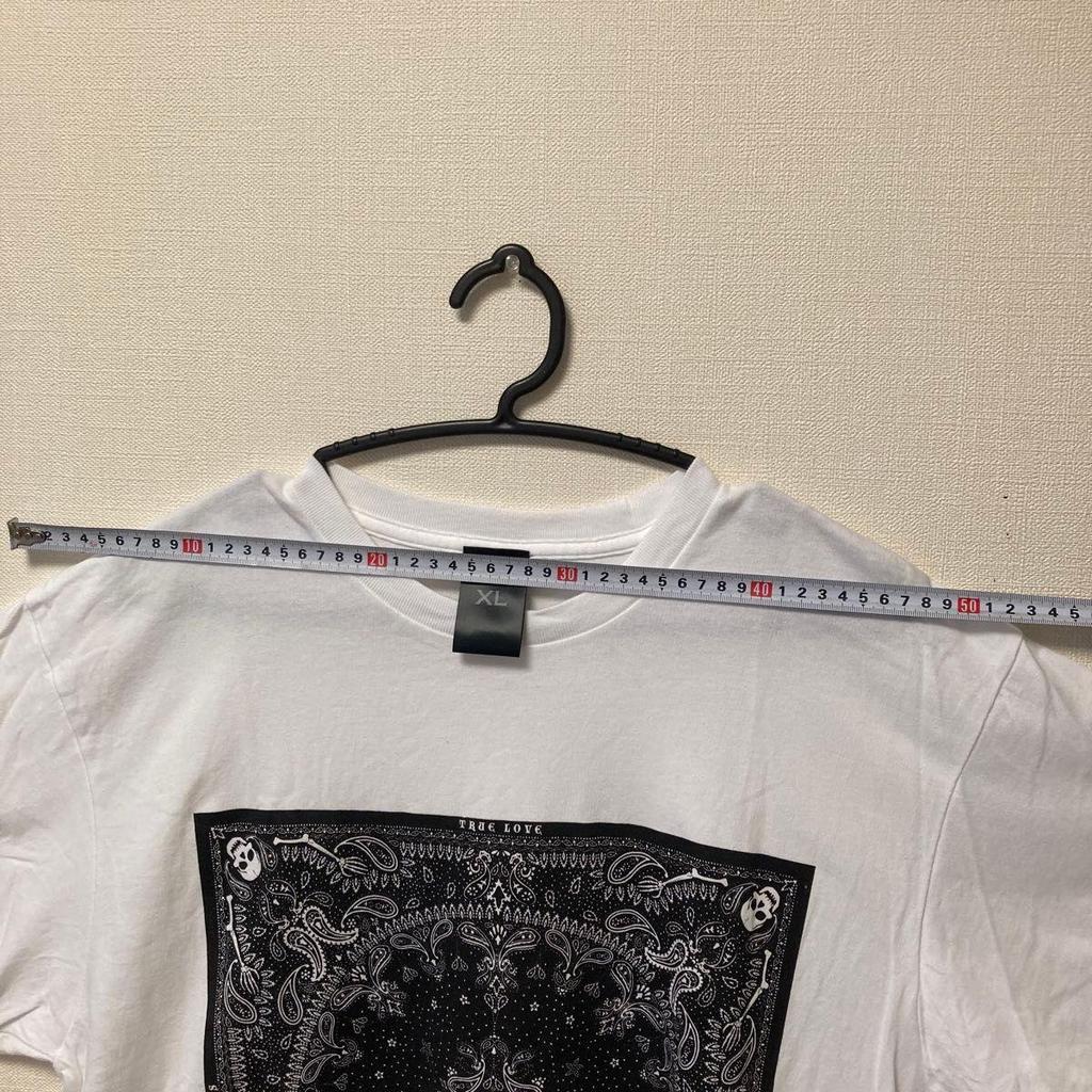 Used Skull Bandana Pattern T-shirt XL Size White TRUE LOVE