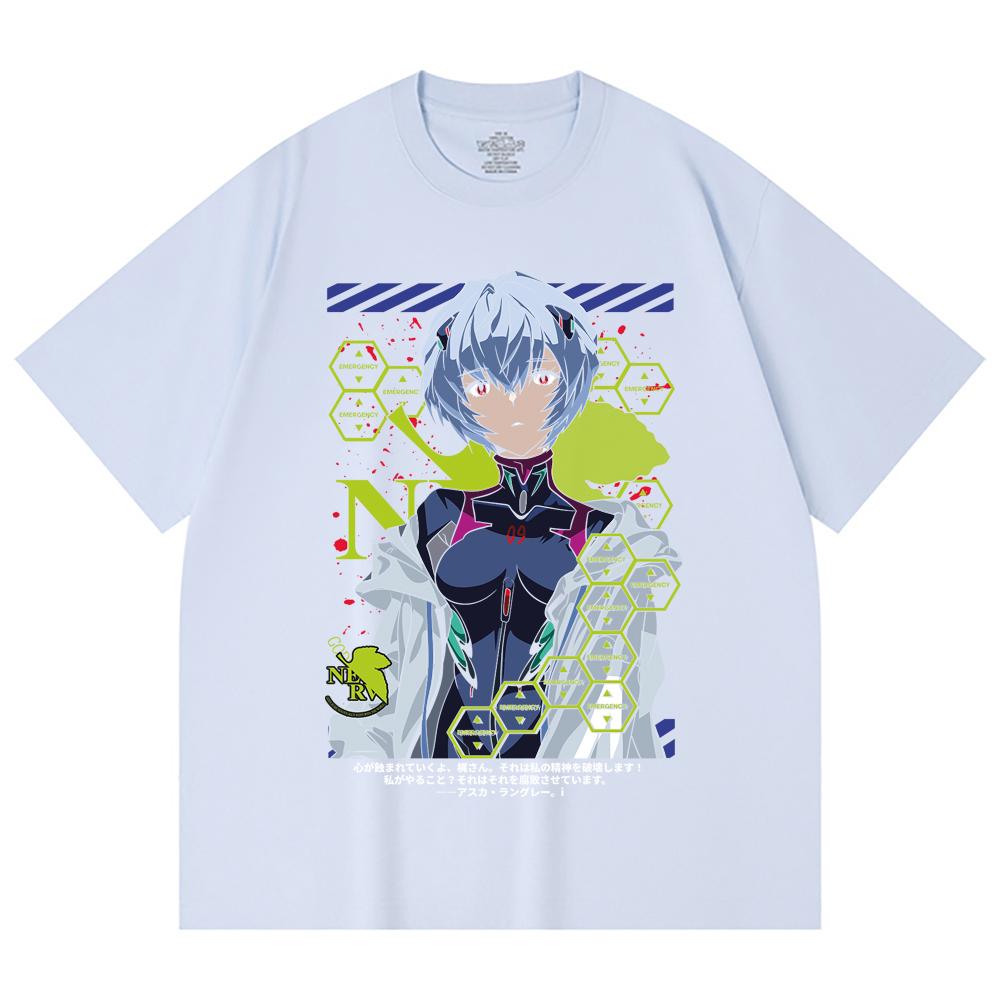 230 Gsm 100% Cotton Evangelion V6 Rei Print Unisex Heavy Cotton T Shirt