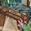 Willkommen in unserem Garten Vintage Metallschild 15,75x3,94 Wandplakette, Rustikale Florale Grünpflanzen Außen Dekoration für Zuhause Büro
