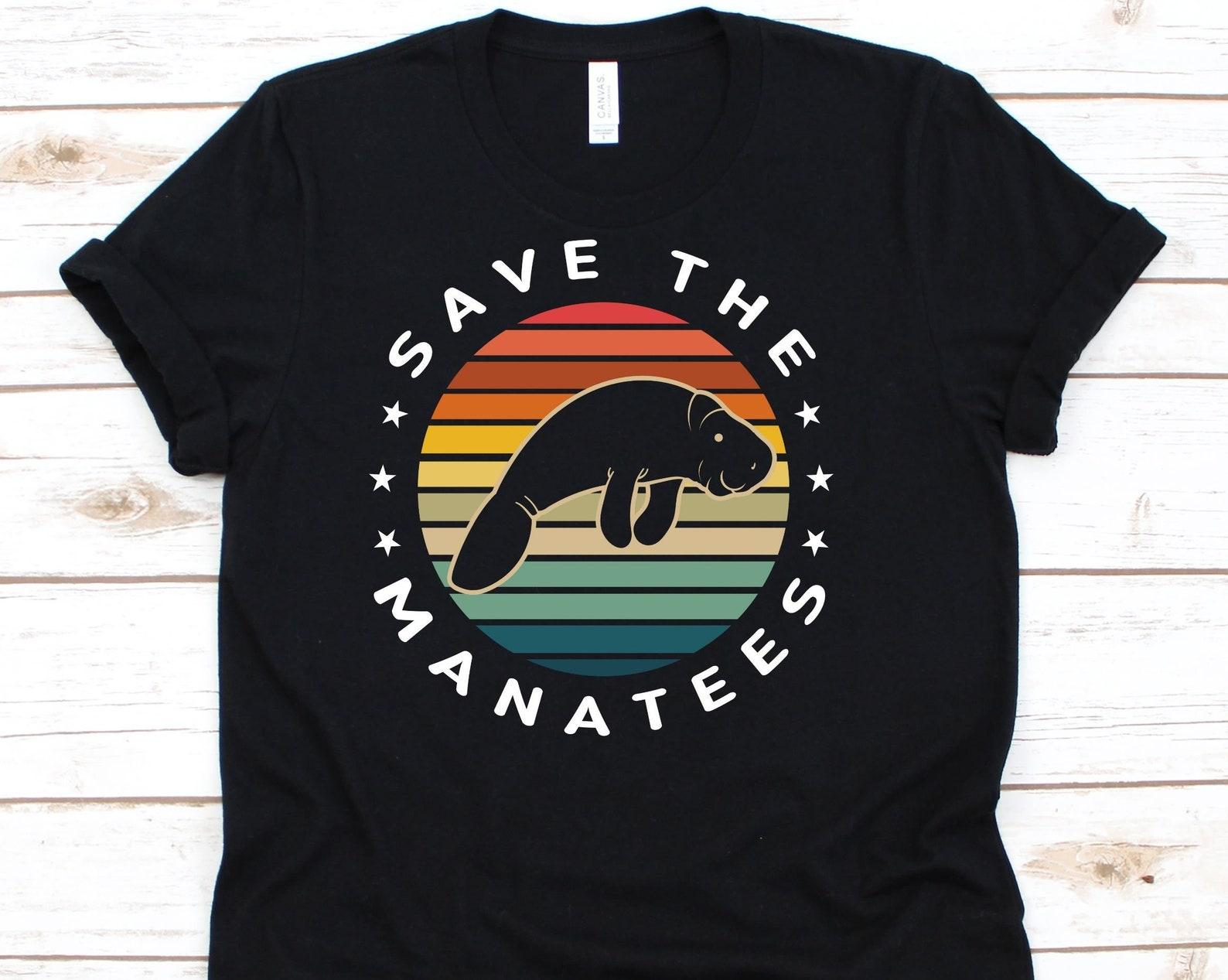 Save The Manatees Shirt, Earth Day Tshirt, Gift For Manatee Lovers, Sea Cows, Plastic Free Ocean, Water Pollution, Environmentalist Shirt L