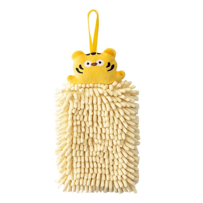 

Подвесное полотенце для рук из синели, милая мягкая тряпка с мультяшными животными, впитывающая толстая ткань для кухни, ванной комнаты, салфетка из микрофибры