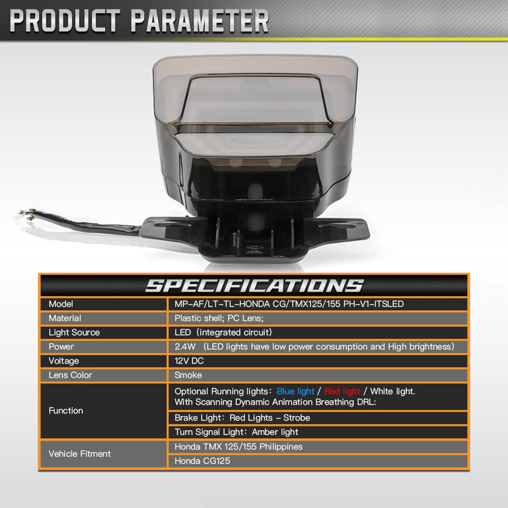 Motorcycle Integration LED Tail Light Brake Light Lamp Stop Turn Signal Direction Indicator Blinker for TMX125/155 CG125