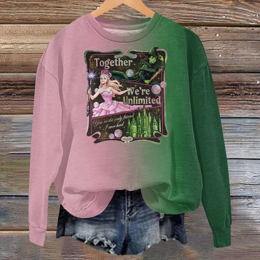 Hanorac larg casual de damă cu mânecă lungă și imprimeu