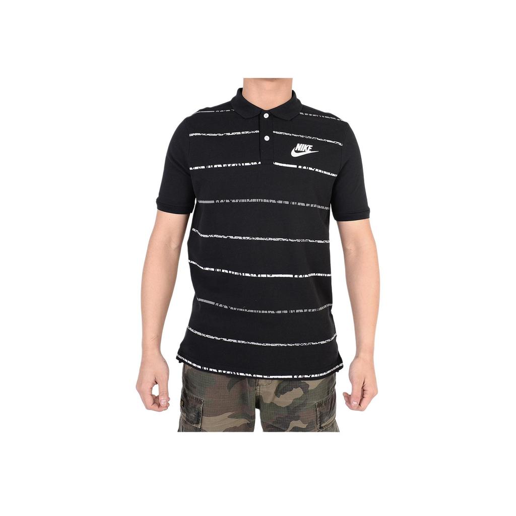 Nike Striped Logo Print Casual Short Sleeve Polo Shirt Men Polo Shirts Black AA5035-010