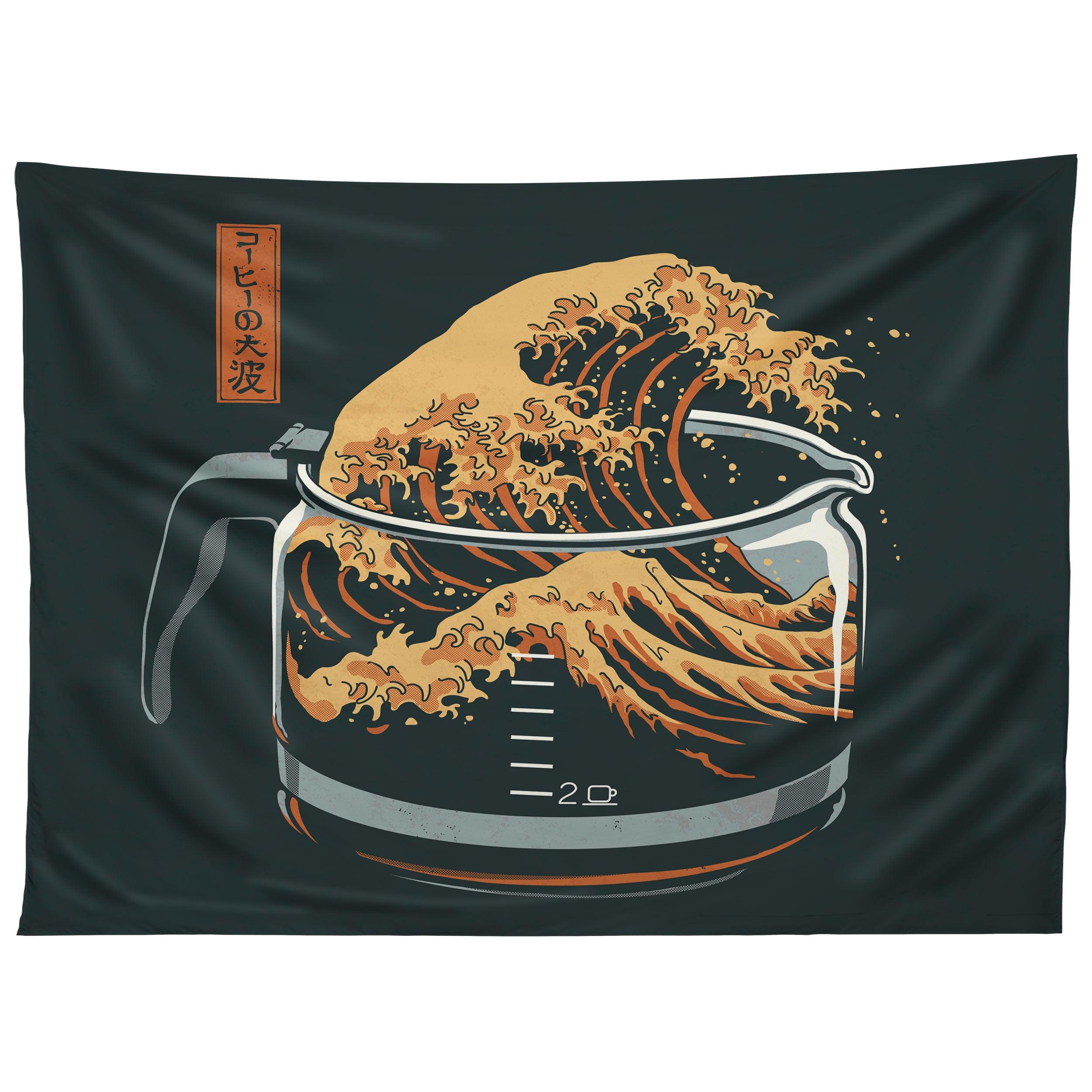THE GREAT WAVE OF COFFEE tapestry 75x100