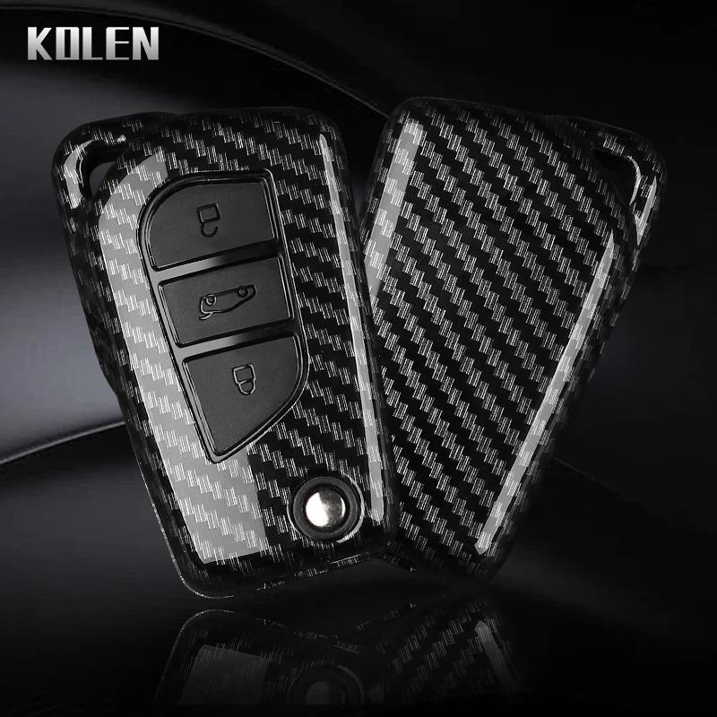 For Toyota Camry Rav4 Forturner Hilux Auris Corolla Avensis Verso Yaris Aygo Scion Tc Abs Carbon Fiber Style Car Key Case Cover