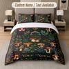 Mushroom Forest Theme Custom Text Or Name 3Pcs Bedding Set 1 Flat Sheet & 2 Pillowcases Personalized Home Bedding