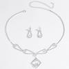 Fashion Light Luxury Super Shiny Zircon Square Necklace Earrings Wedding Set Bridal Dress Accessories