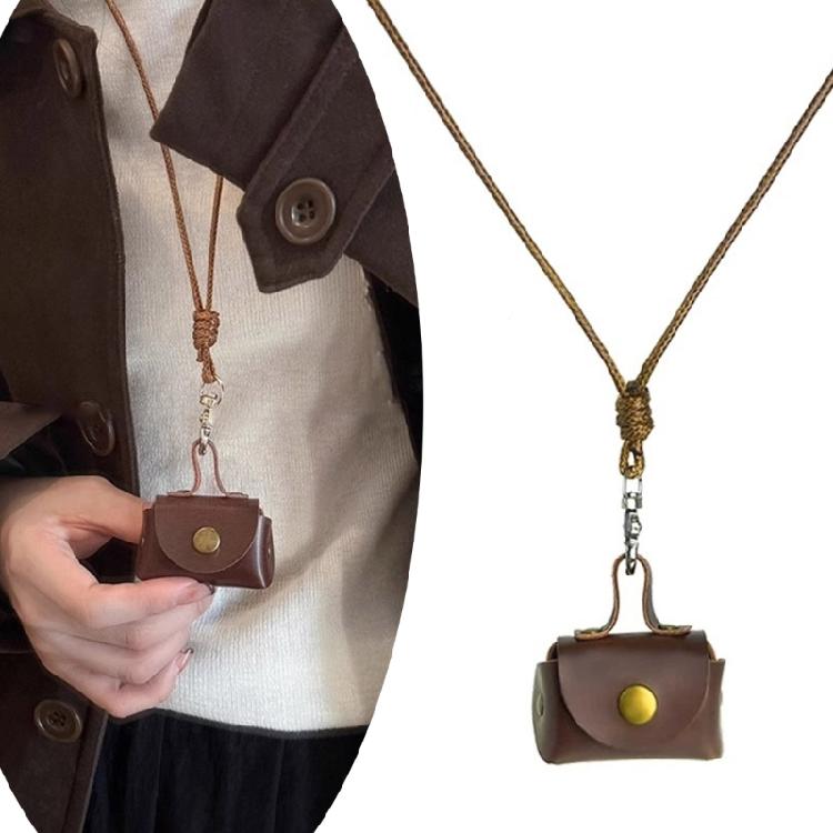 Sturdy Leather Neck Hanging Pouch Accessory for Earphone and Cash Storage Multipurpose Use for Travel and Shopping