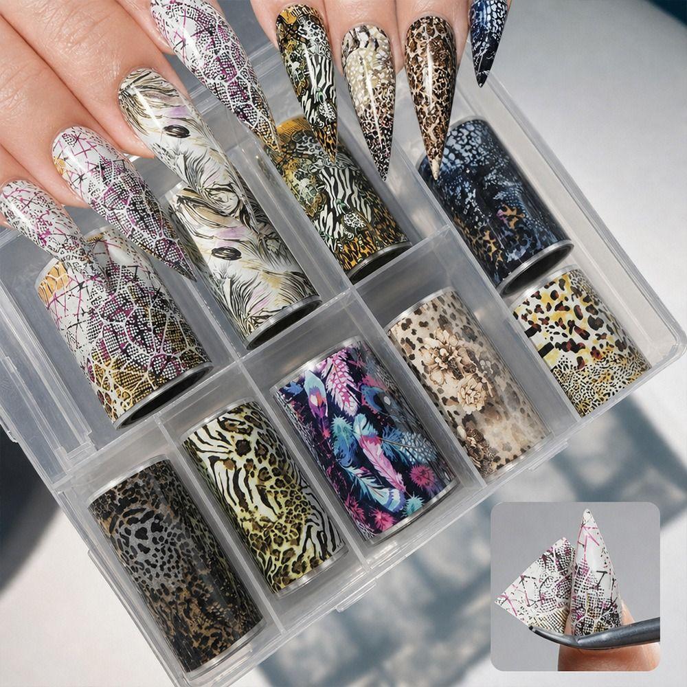 Stripe Pattern Nail Foils Leopard Print Nail Decals Fashion Nail Stickers Nail Decoration