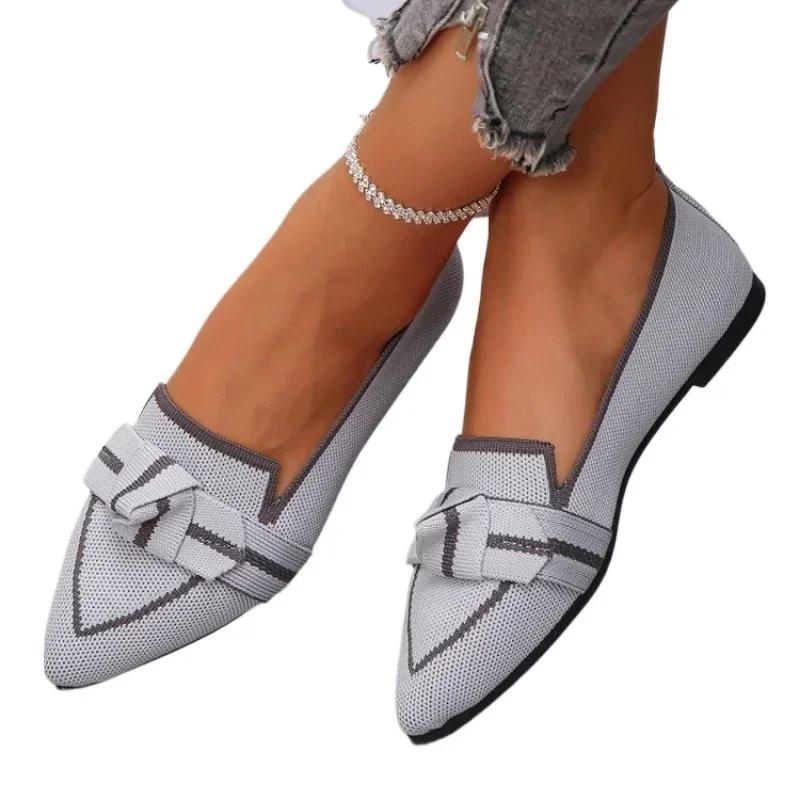 Chaussures pour femmes Mocassins Ballerines Bout pointu Pieds nus Slip-on Décontracté Talon bas Marque de luxe Chaussure pour femme Nouveau en Papillon