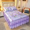 Korean Version Lace Solid Color Bed Skirt Three Piece Set, Skin Friendly Double-layer Bed Cover Non Slip Bed Cover Falda De Cama