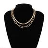 Geometric Versatile Punk Style Necklace for Women - Minimalist Double Layer Snake Bone Cross Chain Necklace