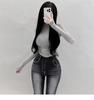 Elegant Slim Fit Sheer Long Sleeve High Neck Bodycon T-Shirt for Women - Korean Autumn/Winter Style