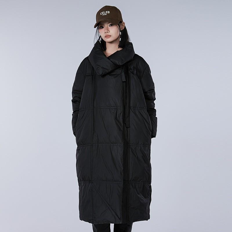Womens Long Down Coat 90% White Duck Puffer Jacket Collared Winter Warm Loose Fit