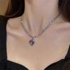 Y2K Lila Kristall Herz Anhänger Halskette Frauen Süße Cool Girl Punk Schlüsselbein Kette Mode Ästhetische Halskette Schmuck Geschenk 2023