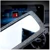 Car Interior Rearview Mirror Decor Rhinestone Crystal Diamond Ornament Rear View Mirror Cover Bling Car Accessories for Women