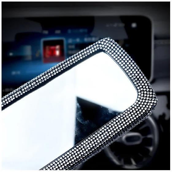 Car Interior Rearview Mirror Decor Rhinestone Crystal Diamond Ornament Rear View Mirror Cover Bling Car Accessories for Women