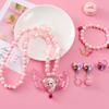 Children's Mermaid Necklace Set Girl Shell Fish Tail Little Girl Bracelet Princess Jewelry Cute Ear Clip Ring