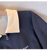 Women's Color-Blocked Polo Collar Sweatshirt - 2025 Spring/Autumn Collection