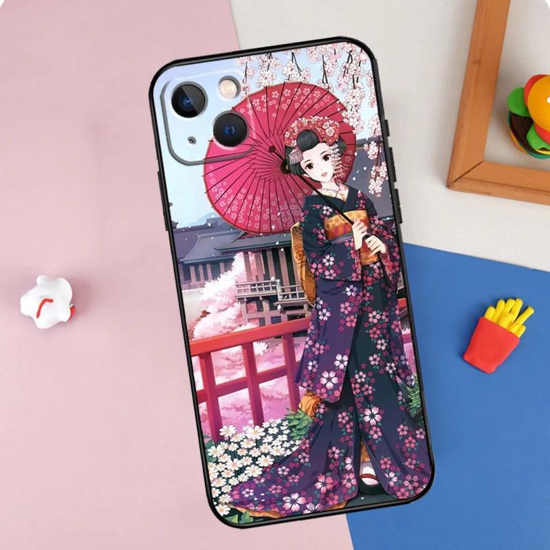 Apple IPhone15 Mobile Phone Case, Japanese Animation Geisha Mobile Phone Case, Painted Anti-drop, Huawei Anti-drop Mobile Phone