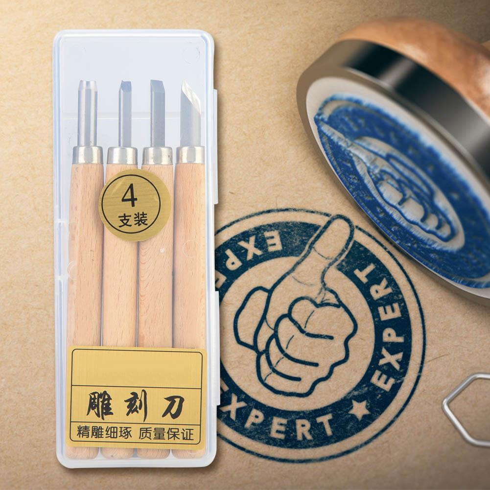 White Steel Carving Knife Four Piece Set Wood Carving Tools For Rubber Stamp(No.4 Suit)