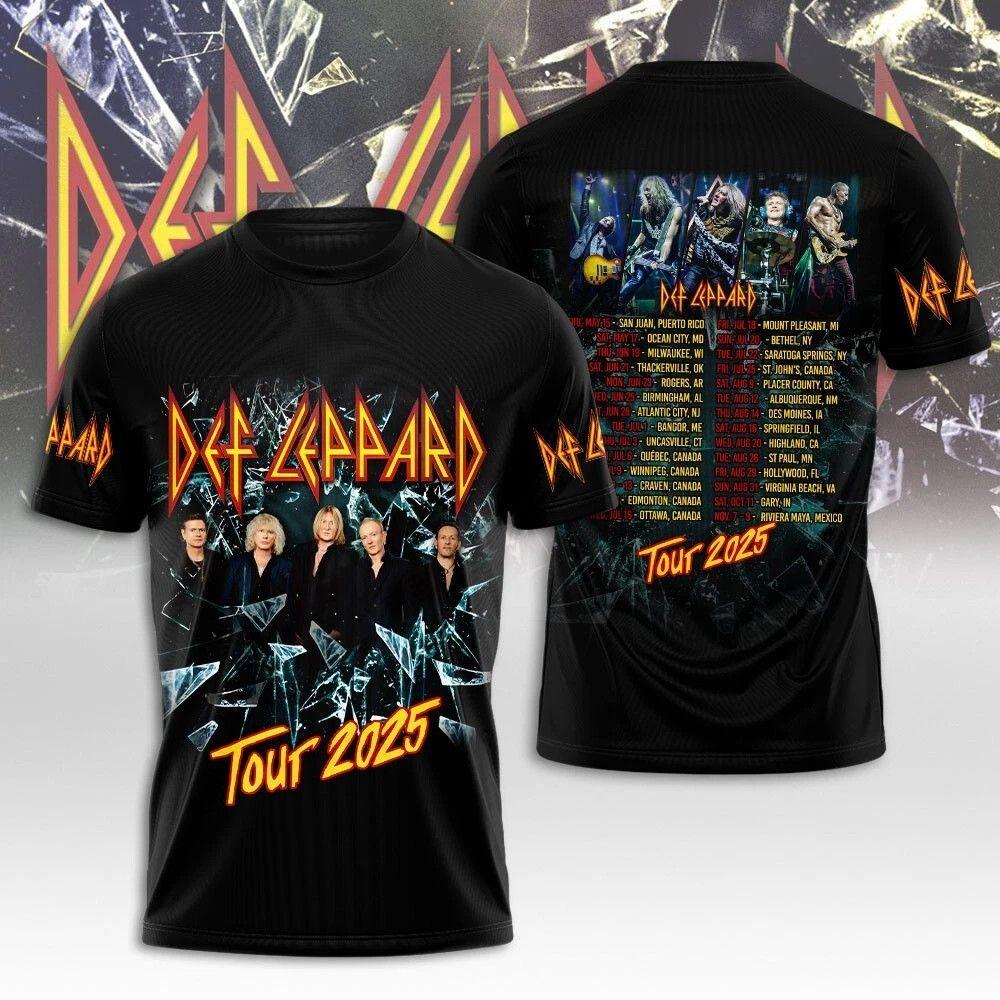 Unisex-Shirt Baumwolle Oversize Große Größe Def Leppard Tour 2025 Limitierte Edition T-Shirt Alle Größen S-5XL