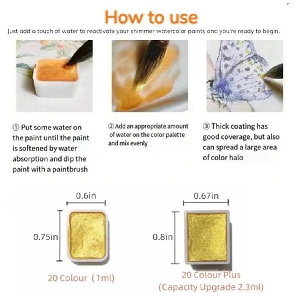 Pulverisert Perlepigment Kunst Akvarell, 60 Fargeskiftende Akvarellsett, Lett å Blande Glitter Akvarell