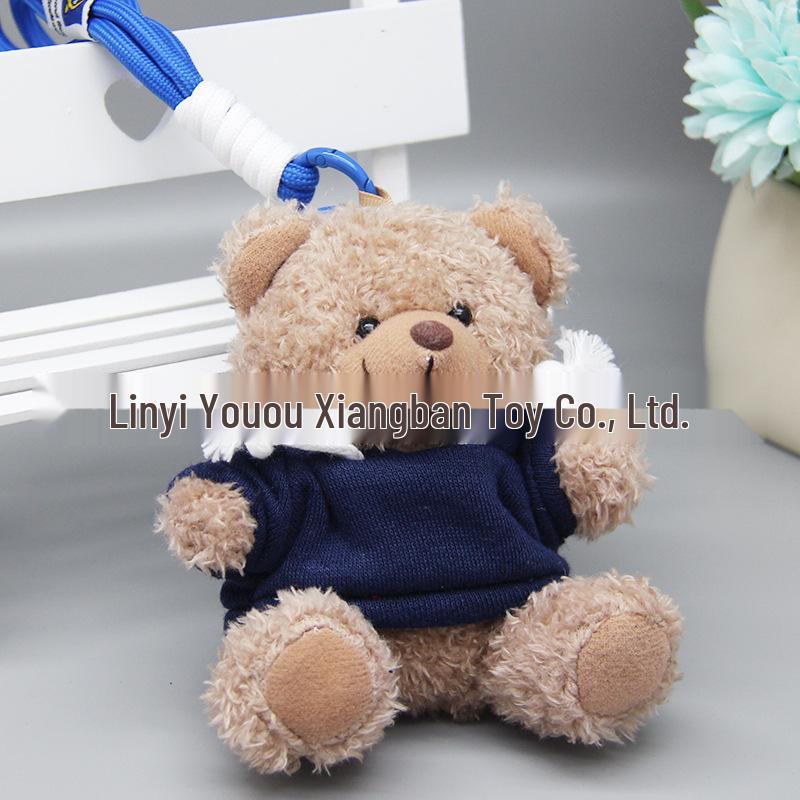 Teddy Bear Pendant Plush Toy with Colorful Clothes Keychain - Customizable Souvenir