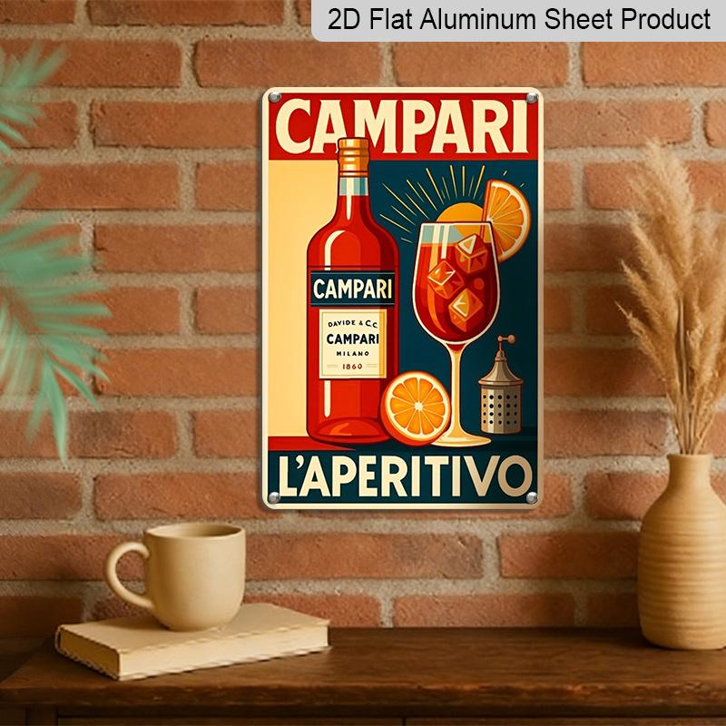 2D Plat 1 Stuk 8x12 Inch Vintage CAMPARI LAPERITIVO Bord/Metaal Aluminium Kunst Wanddecoratie, Leuke Vintage Plaquette Decoratie, Huisdecoratie, Restaurantdecoratie