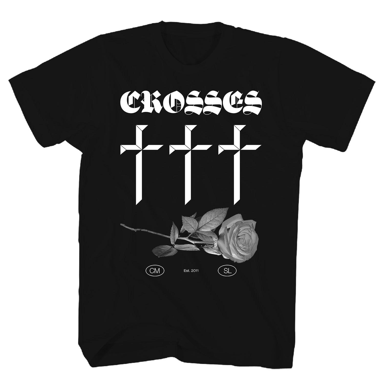Men s Crosses Logo Rose T-shirt Medium Black M