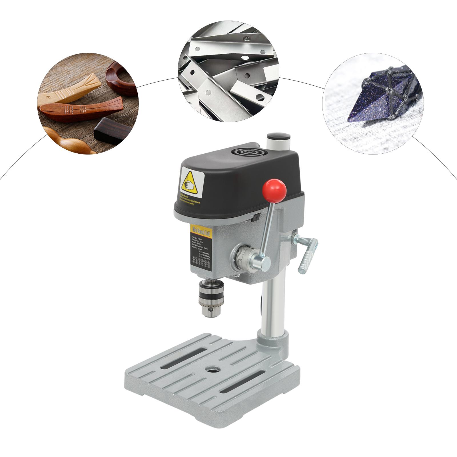 

340W Portable Bench Steel Drill Machine,Silver 5158A Corded Mini Table Drill for Teaching Experiments US