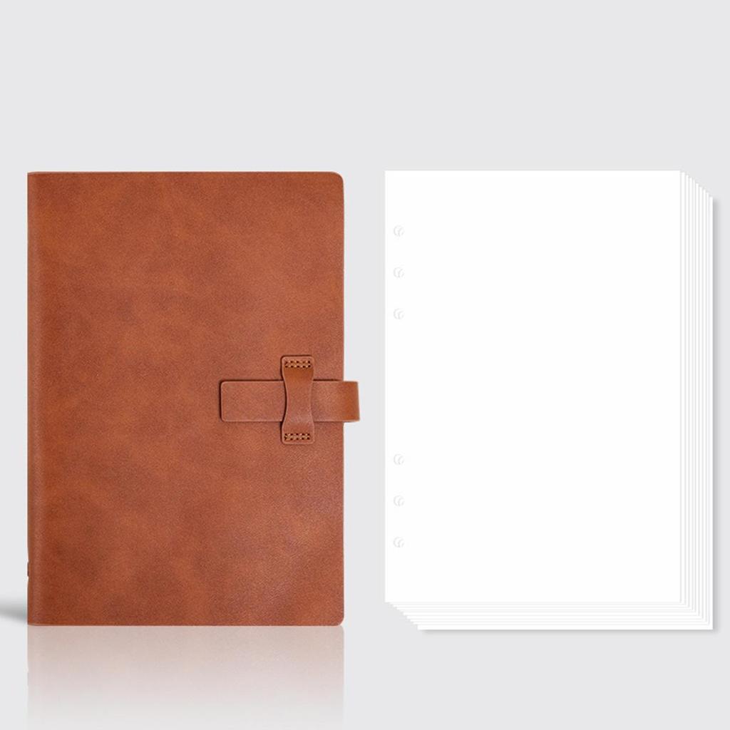 A5 Student Leather Loose-leaf Notebook, Work Notepad, Lined/grid/blank Pages, Business Meeting Record Book, Diary, Subject Notes