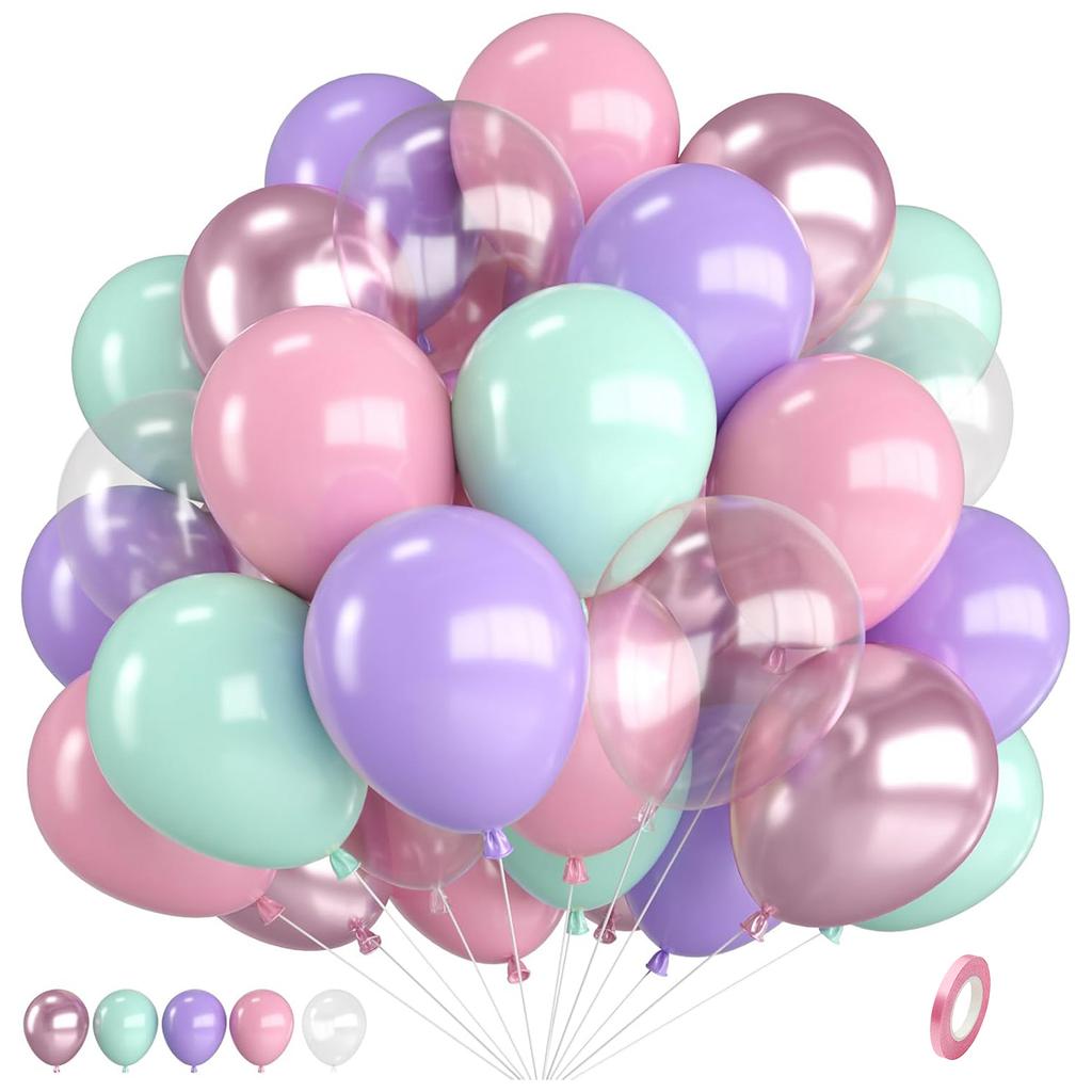 12inch-30pcs Pink Purple Gold Latex Balloon Set with Confetti, Suitable for Weddings, Birthdays, Popular Parties, Bridal Showers