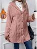 2026 Autumn/Winter Solid Color Hooded Cardigan: Casual Button Long Sleeve Jacket for Europe and America