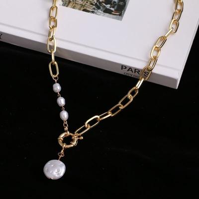 Hot Selling Baroque Pearl Pendant Necklace Retro Imitation Pearl Chain Necklace Women's Fashion Sweater Chain