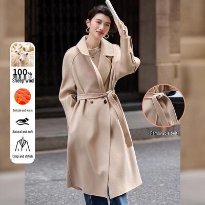 Bailuyu Women's 100% Wool Double-Sided Overcoat