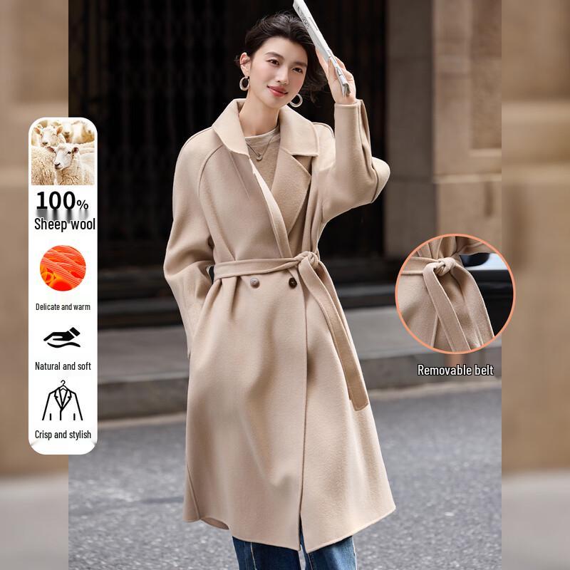 Bailuyu Women's Full Wool Suit Collar Double-Sided Overcoat