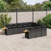 VidaXL Garden Lounge Set with Cushions 10 Pcs, Patio Sofas, Patio Furniture Set, Outdoor Furniture, Black 3259577