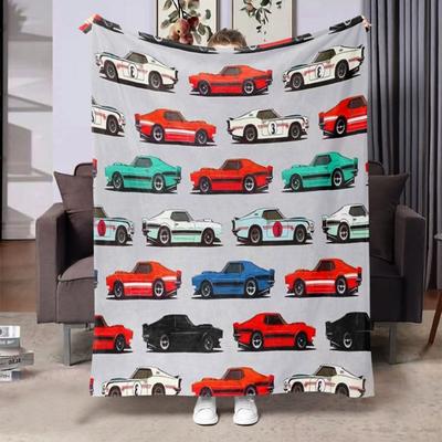 Racing Print Flannel Blanket Soft Plush AllSeason Bed Sofa Camping Birthday Holiday Gift